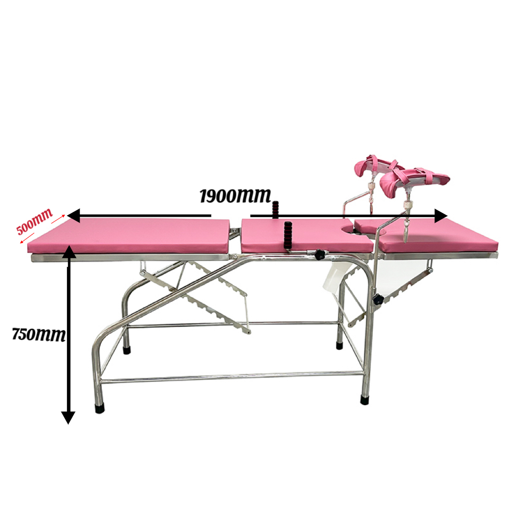 Cama de parto para exámenes ginecológicos manuales de acero inoxidable de alta calidad con colchón desmontable